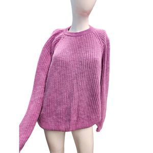 LL Bean Purple Chunky Knit Sweater Men's sz XL Tall Fall Winter Unisex Vintage 9